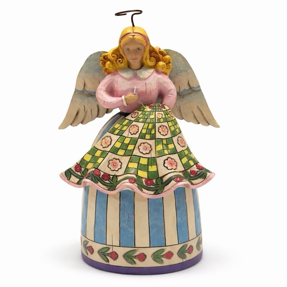 SIGNED Heartwood Creek Jim Shore 2006 Stitch and Sew Quilting Angel Figurine